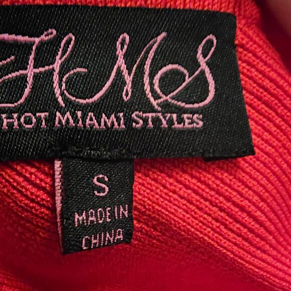 Hot Miami Styles Red Bodycon Dress Cutout New Year Valentine Cocktail S - Picture 9 of 13